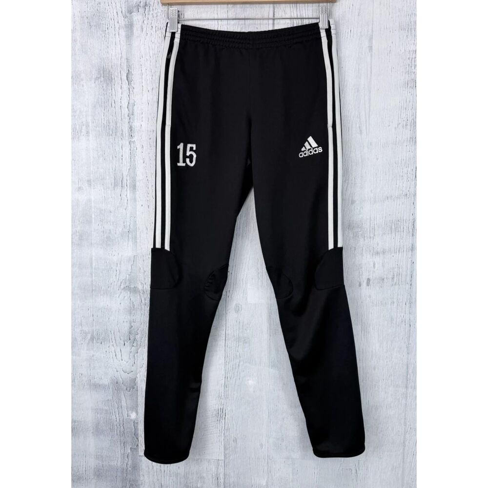 Adidas Clima365 Track Pants Black Youth L White Stripes Joggers #15 Squad